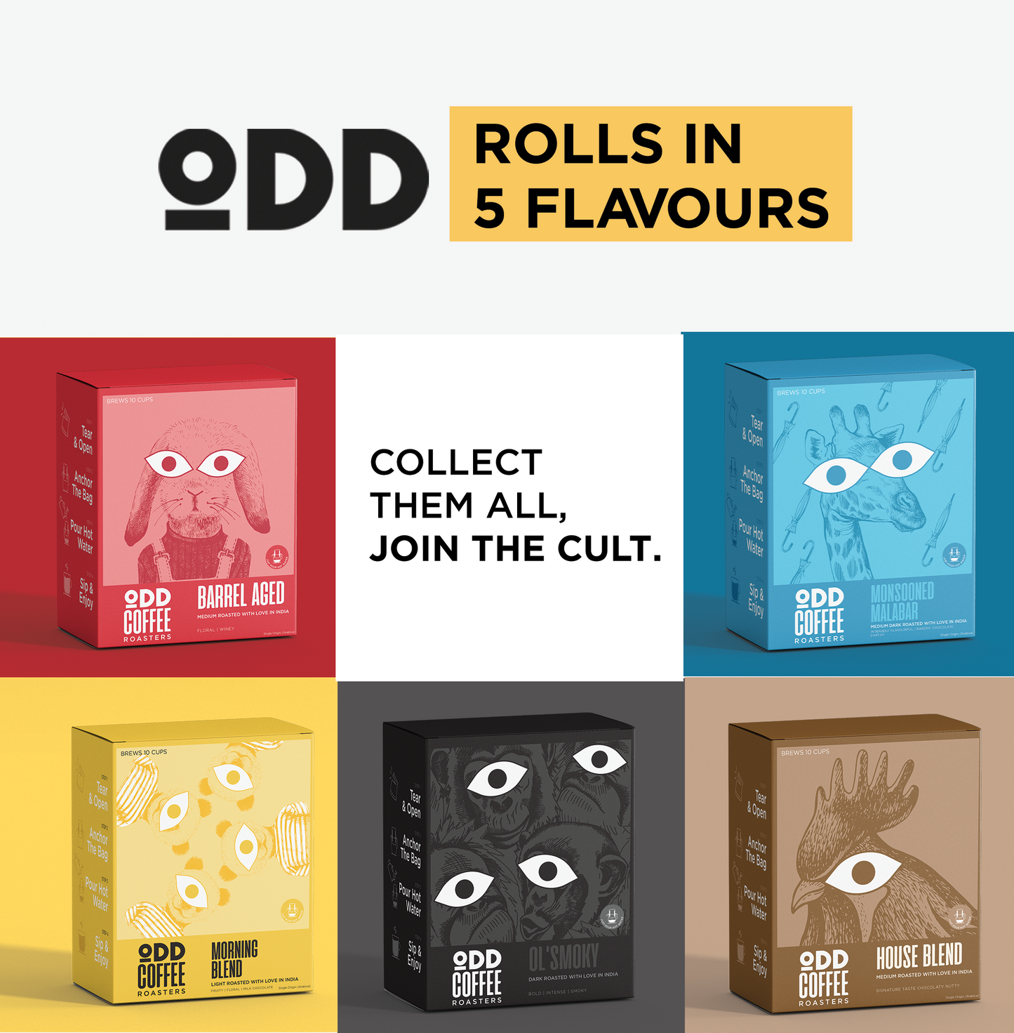 Monsooned Malabar Medium Dark Roast Pour Over Bags | No Equipment Needed (10 Cups)