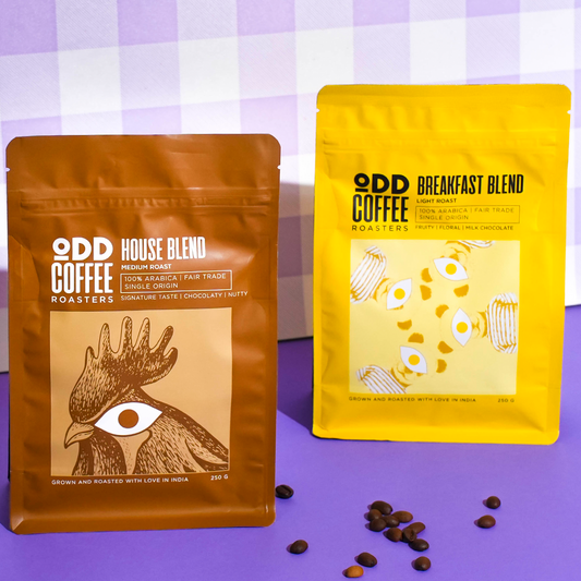 ODD Coffee Pack of 2 |Breakfast Blend Light Roast Beans, House Blend Medium Roast Beans