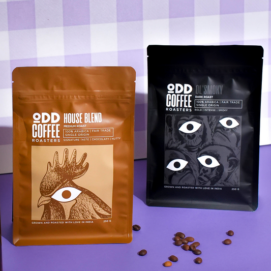 ODD Coffee Pack of 2 | House Blend Medium Roast Beans, OL' Smoky Dark Roast Beans