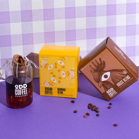 ODD Coffee Pour Over Bags| Pack of 2 | Makes 20 Cups | House Blend Medium Roast, Breakfast Blend Light Roast