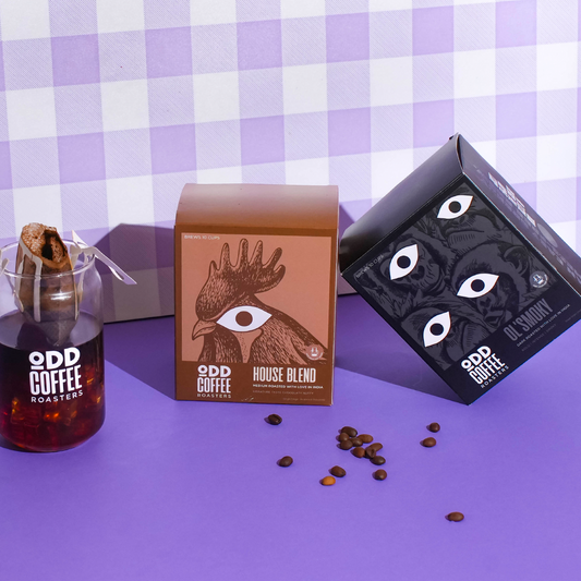 ODD Coffee Pour Over Bags| Pack of 2 | Makes 20 Cups | House Blend Medium Roast, OL' Smoky Dark Roast