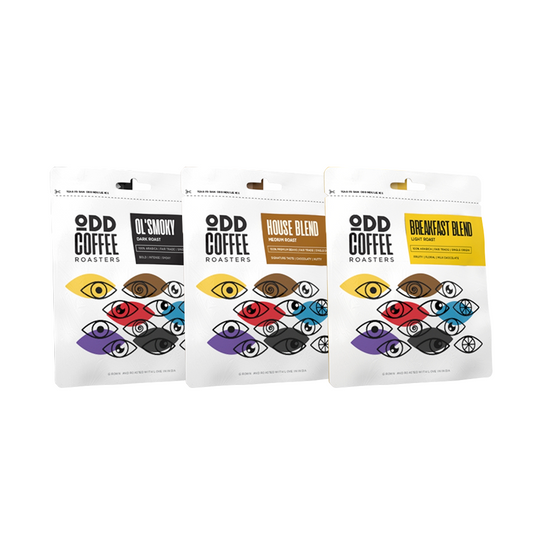 Sampler Pack | House Blend Medium Roast, OL' Smoky Dark Roast, Breakfast Blend Light Roast (3 Cups)